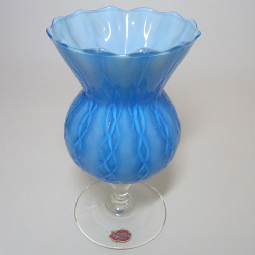 (image for) Empoli Italian Blue Cased Glass Montrose Vase - Labelled - Click Image to Close