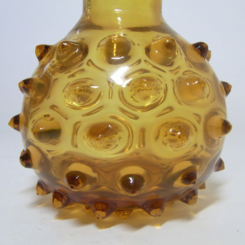 Empoli Italian 1970's Amber Glass Spikey Seed Pod Vase - Click Image to Close