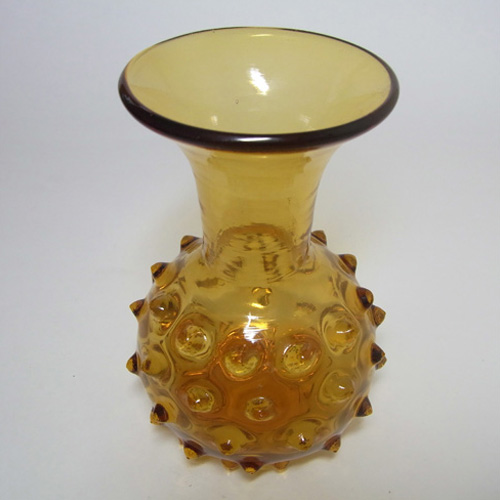 (image for) Empoli Italian 1970's Amber Glass Spikey Seed Pod Vase - Click Image to Close