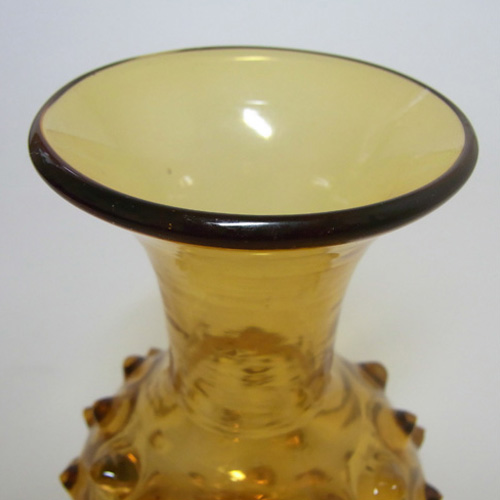 Empoli Italian 1970's Amber Glass Spikey Seed Pod Vase - Click Image to Close