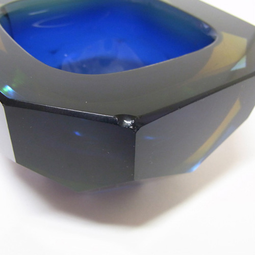 (image for) Murano/Sommerso Faceted Blue Glass Block Bowl - Click Image to Close