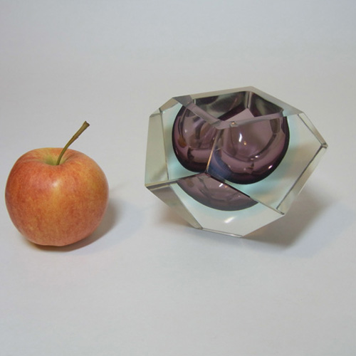 (image for) Murano/Sommerso Faceted Purple Glass Block Bowl - Click Image to Close