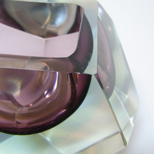(image for) Murano/Sommerso Faceted Purple Glass Block Bowl - Click Image to Close