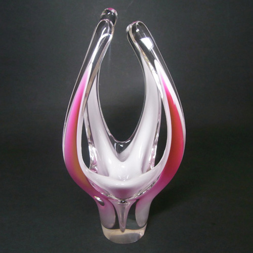 Flygsfors Coquille Signed Pink Glass Vase - Paul Kedelv - Click Image to Close