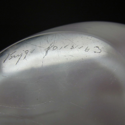 Flygsfors Coquille Glass Bowl by Paul Kedelv Signed '63 - Click Image to Close