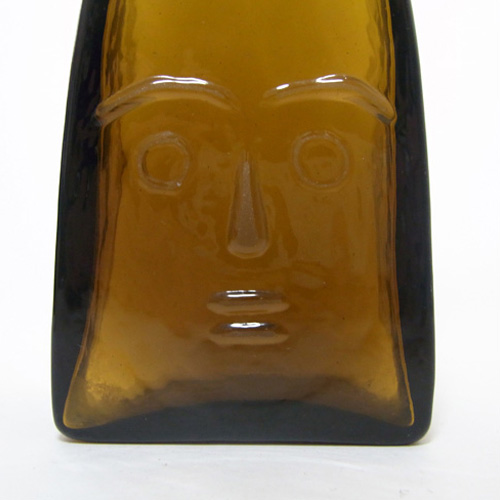 (image for) Flygsfors Signed Amber Glass 'Face' Vase - Wiktor Berndt - Click Image to Close
