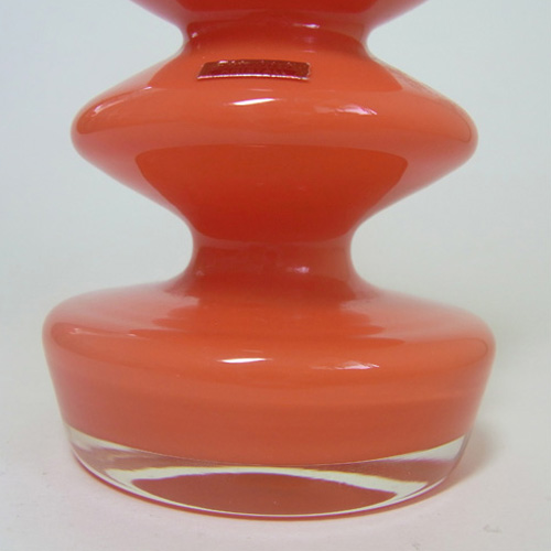 Friedrich German Orange Cased Glass Vase - Labelled - Click Image to Close