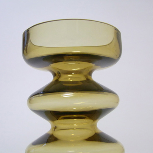 Friedrich German Amber Hooped Glass Vase/Candle Holder - Click Image to Close