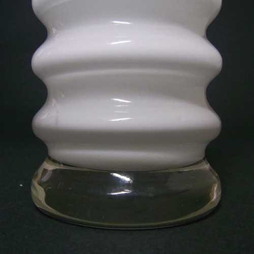 Friedrich German White Hooped Glass Vase/Candle Holder - Click Image to Close