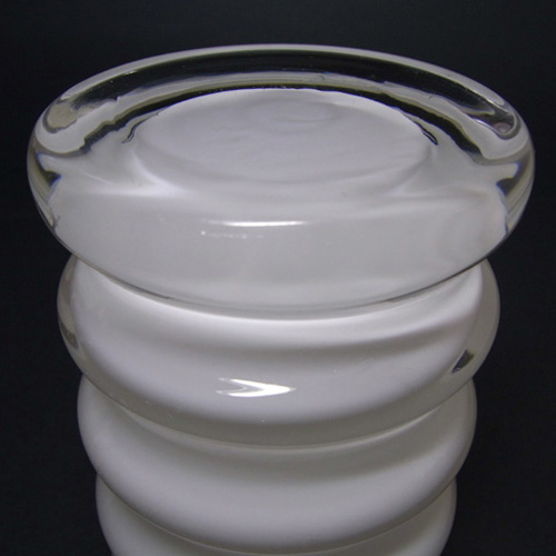 (image for) Friedrich German White Hooped Glass Vase/Candle Holder - Click Image to Close