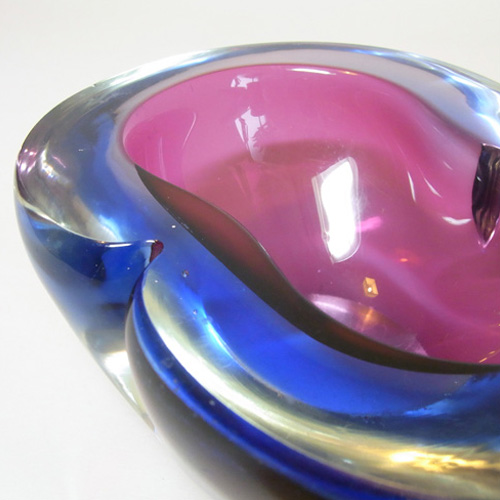 Murano Geode Purple & Blue Sommerso Glass Figure Eight Bowl - Click Image to Close