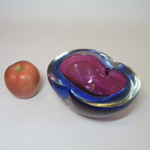 Murano Geode Purple & Blue Sommerso Glass Figure Eight Bowl - Click Image to Close