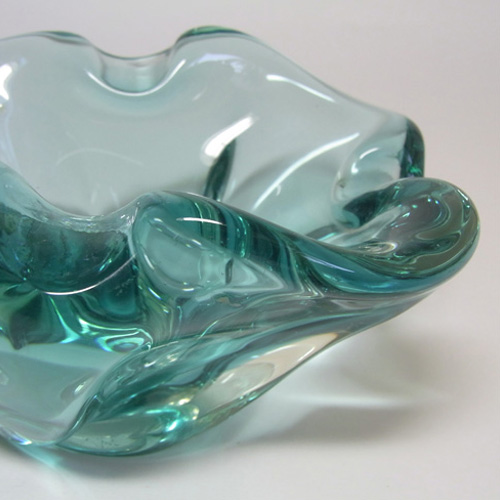 Harrachov Czech Turquoise Glass Sculpture Bowl #5/3576 - Click Image to Close