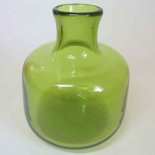 (image for) Holmegaard #17795 Christer Holmgren Green Glass 'Majgrøn' Vase - Signed - Click Image to Close