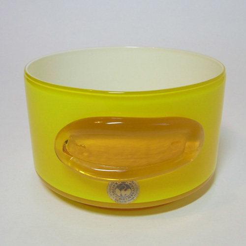 Holmegaard Palet Yellow Cased Glass Bowl by Michael Bang - Click Image to Close