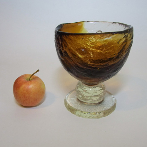 (image for) Humppila Amber Glass Vase/Bowl by Pertti Santalahti - Signed - Click Image to Close