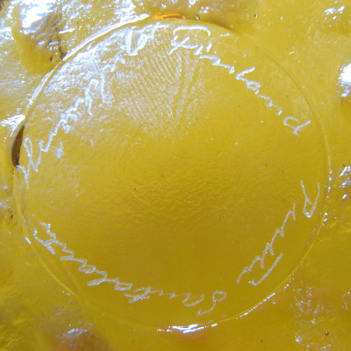 Humppila Amber Glass Bowl by Pertti Santalahti - Signed - Click Image to Close