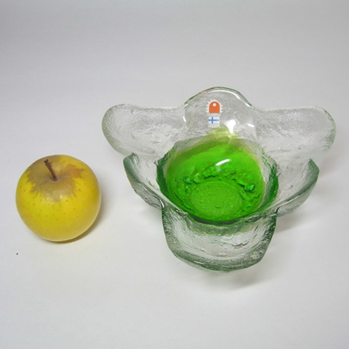 Humppila Green Glass Bowl by Pertti Santalahti - Signed - Click Image to Close