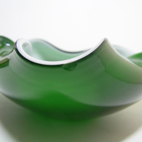 (image for) Japanese "Wales" Green Cased Glass Biomorphic Bowl - Click Image to Close