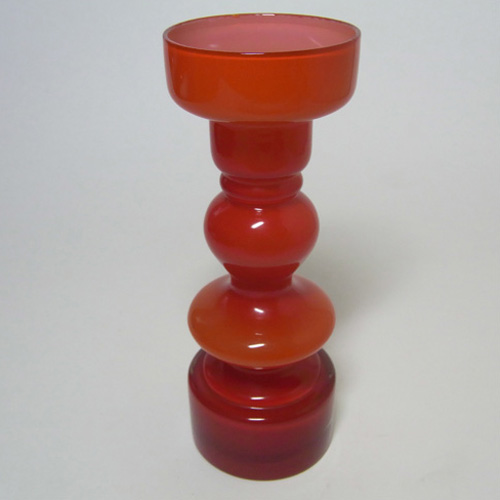 Japanese Red Cased Hooped Glass Vase - Swedish Style - Click Image to Close
