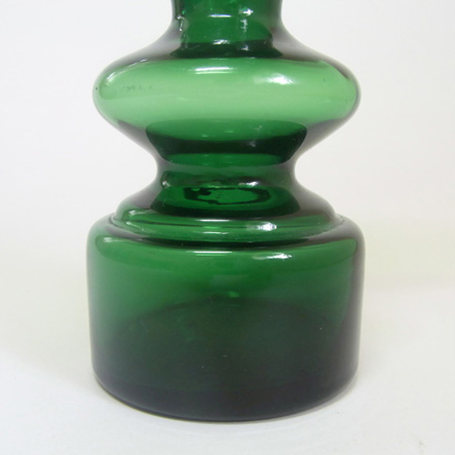 Japanese Green Hooped Art Glass Vase - Japan Label - Click Image to Close