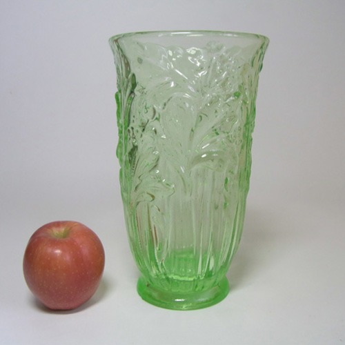 Jobling #11800 1930's Green Art Deco Glass Celery Vase - Click Image to Close