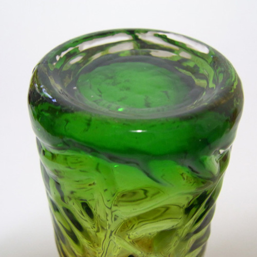 (image for) Tajima Japanese "Best Art Glass" Textured Amber & Green Cased Glass Vase - Click Image to Close