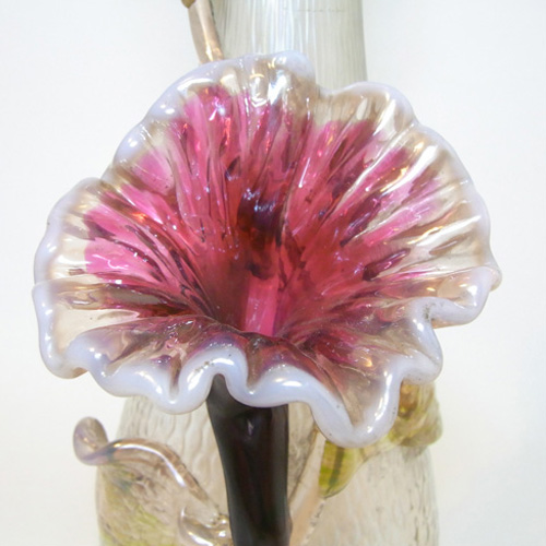 Pair Kralik Art Nouveau 1900's Iridescent Glass Vases - Click Image to Close