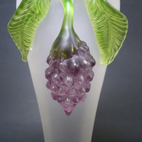 (image for) Kralik Art Nouveau 1900's Glass Berry + Leaf Vase - Click Image to Close
