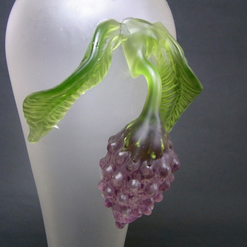 (image for) Kralik Art Nouveau 1900's Glass Berry + Leaf Vase - Click Image to Close