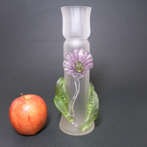 Kralik Art Nouveau Bohemian Glass Applied Flower Vase - Click Image to Close