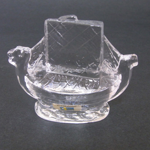 (image for) Lindshammar Swedish Glass Ship Paperweight - Labelled - Click Image to Close