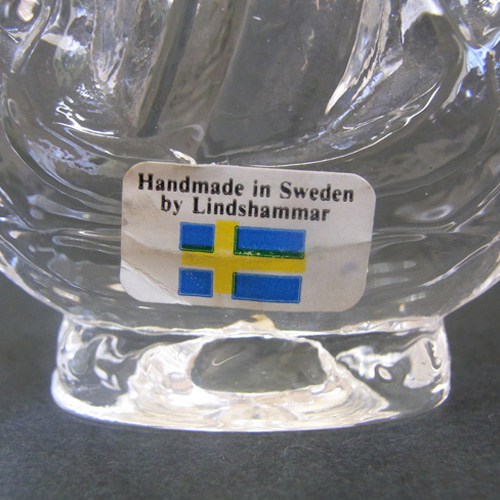 Lindshammar Swedish Glass Ship Paperweight - Labelled - Click Image to Close