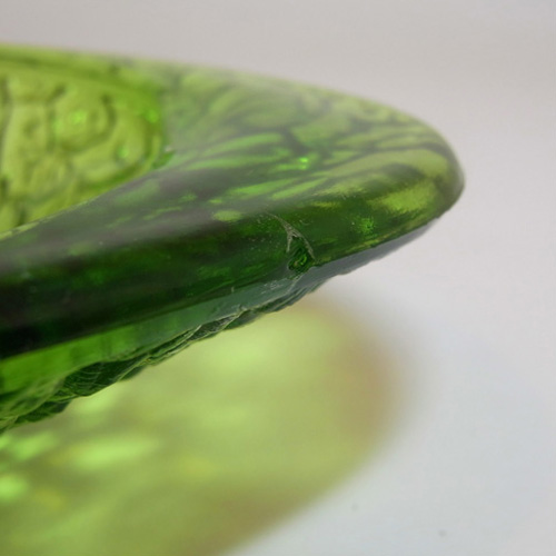 Davidson/Brama Green Bark Textured Glass "Luna" Bowl - Label - Click Image to Close