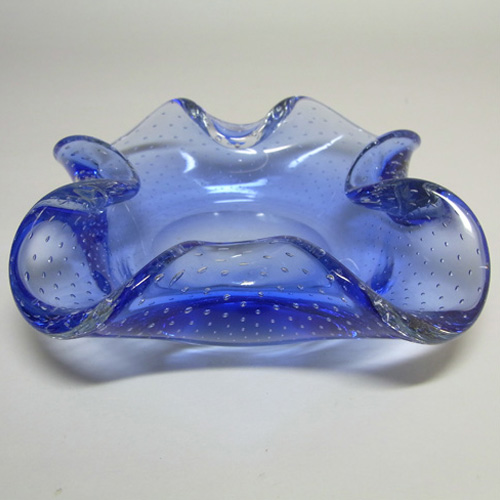 (image for) Magnor Norwegian 1970's Blue Glass Bubble Bowl - Signed - Click Image to Close