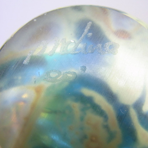 Mdina 'Crysal Blue Stripe' Maltese Glass Vase - Signed & Labelled - Click Image to Close