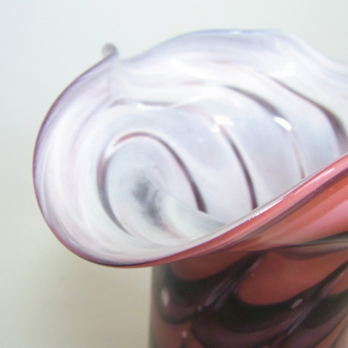 Mtarfa Organic Pink, Purple & White Glass Vase - Signed - Click Image to Close