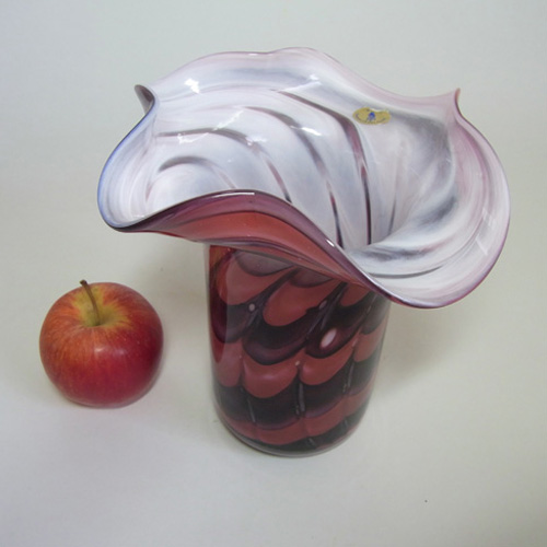 (image for) Mtarfa Organic Pink, Purple & White Glass Vase - Signed - Click Image to Close