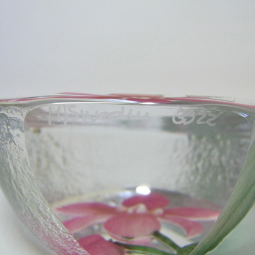 Mats Jonasson #33922 Glass Paperweight Orchid Sculpture Boxed - Click Image to Close