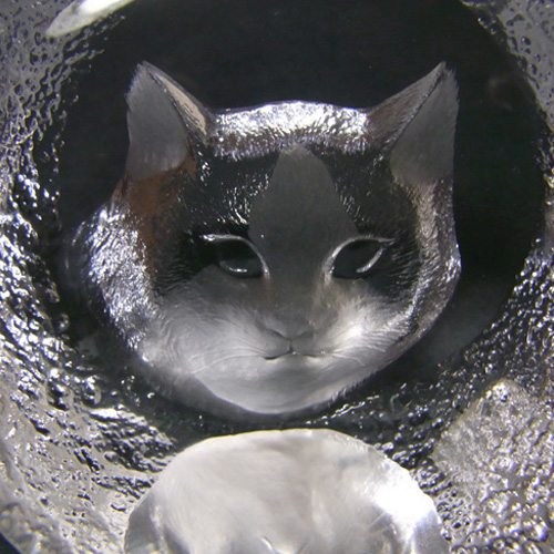 Mats Jonasson #9176 Glass Paperweight Cat Sculpture - Signed - Click Image to Close