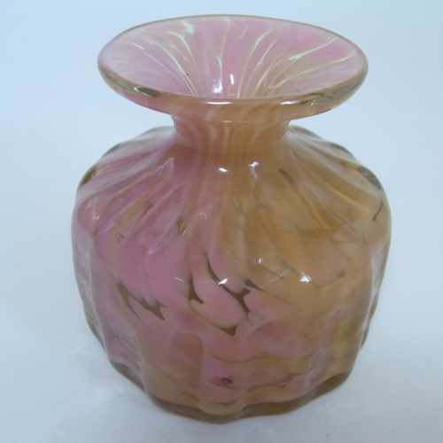 (image for) Mdina Maltese Pink + Peach Glass Vase - Signed - Click Image to Close