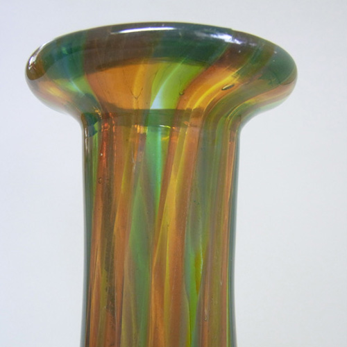 (image for) Mdina Striped Maltese Blue + Brown Glass Vase - Signed - Click Image to Close