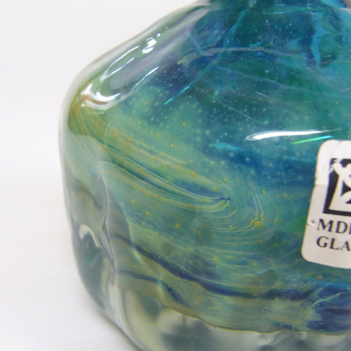(image for) Mdina 'Blue Summer' Maltese Glass Vase - Signed & Labelled - Click Image to Close