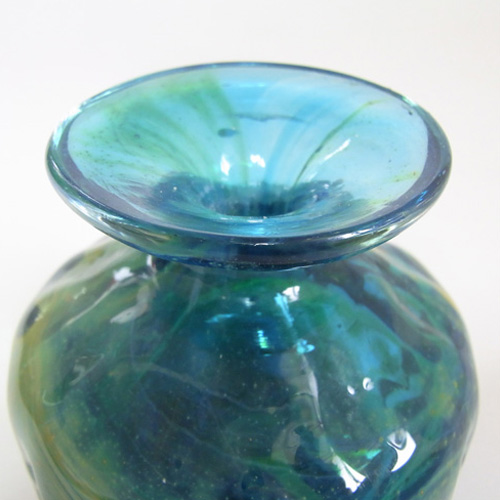 (image for) Mdina 'Blue Summer' Maltese Glass Vase - Signed & Labelled - Click Image to Close