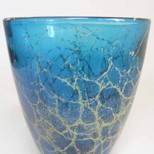 (image for) Mdina 'Blue Crizzle' Maltese Blue & Yellow Maltese Glass Vase - Click Image to Close