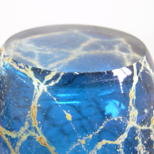 (image for) Mdina 'Blue Crizzle' Maltese Blue & Yellow Maltese Glass Vase - Click Image to Close