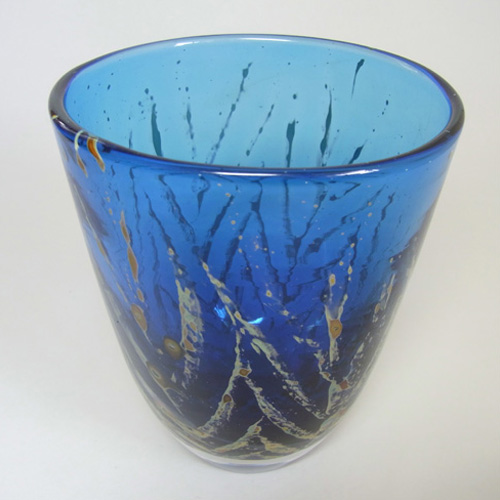 (image for) Mdina 'Roman' Maltese Vintage Blue & Yellow Glass Vase - Click Image to Close