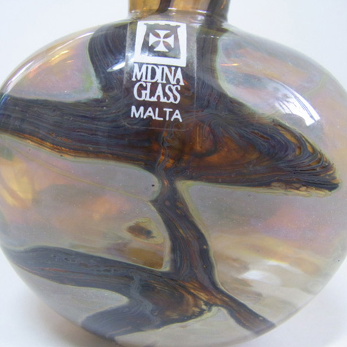 Mdina 'Earthtones' Maltese Sandy Glass Vase - Signed & Labelled - Click Image to Close
