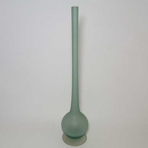 Carlo Moretti Satinato Green Murano Glass 17.75" Stem Vase - Click Image to Close