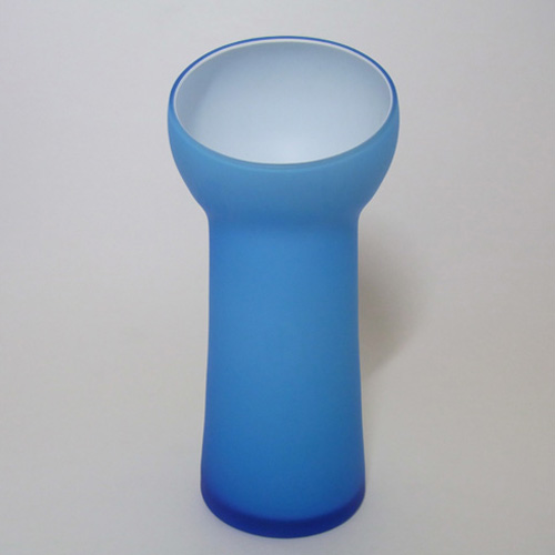 (image for) Carlo Moretti Satinato Blue Murano Glass Vase - Labelled - Click Image to Close